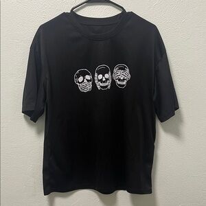 Black Short Sleeve Tee with Skull Design
